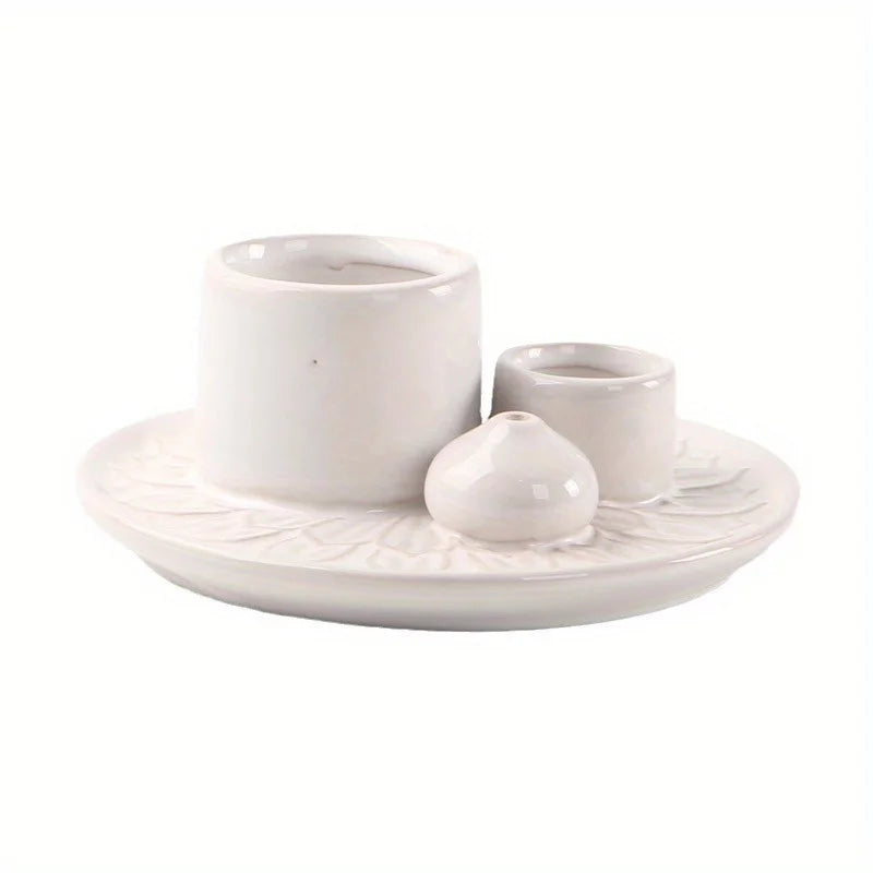 4-in-1 Morandi Ceramic Incense Burner & Candle Holder – Palo Santo & Sage