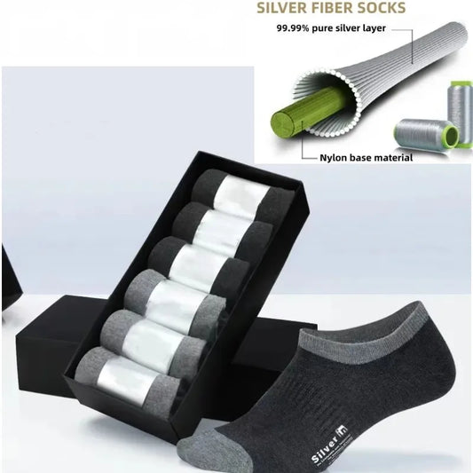 25% Silver Conductive Grounding Socks — Quarter Length (6-Pair Pack)