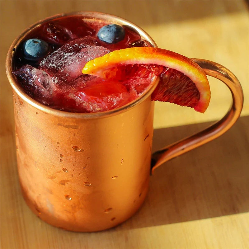 Copper Drinkware Mug — Smooth, Straight Cup with Handle