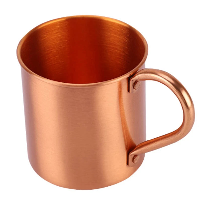 Copper Drinkware Mug — Smooth, Straight Cup with Handle
