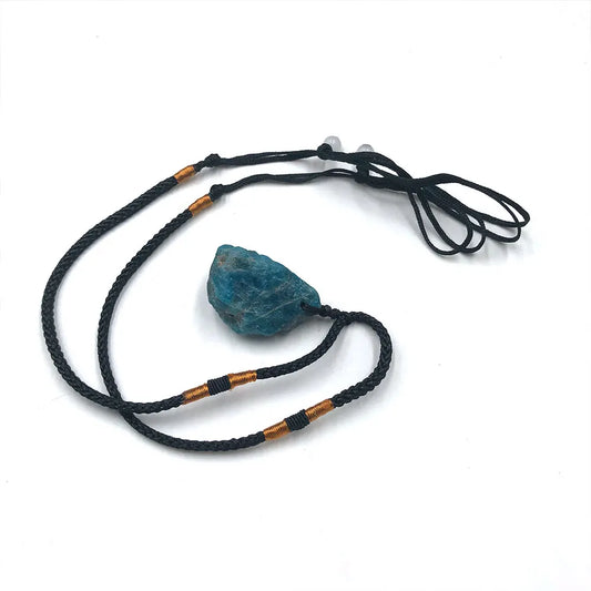 Blue Apatite Raw Stone Pendant – Healing Crystal Necklace