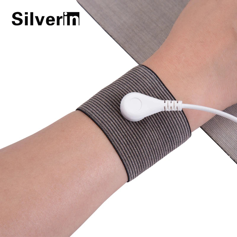 Silver-Fiber Grounding Wrist Band — Conductive Therapy Strap