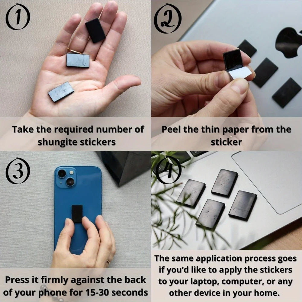 Shungite Phone Patch — Matte Black Adhesive Sticker (No Pattern)