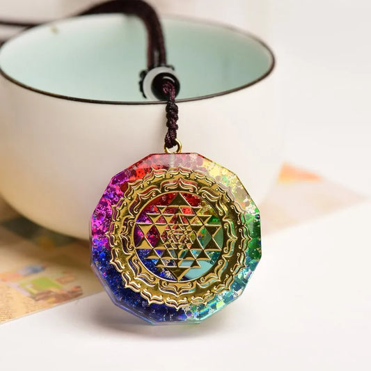 Orgone Metatron Cube Pendant – 7 Chakra Orgonite Necklace for Reiki, Healing & EMF Protection
