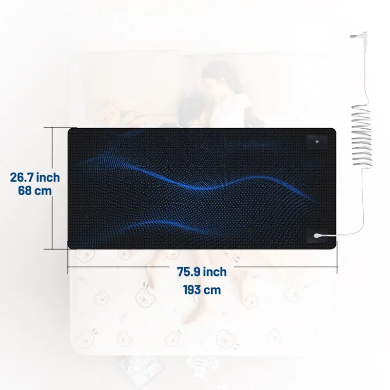 Mattress pad with  grounding connector white background 