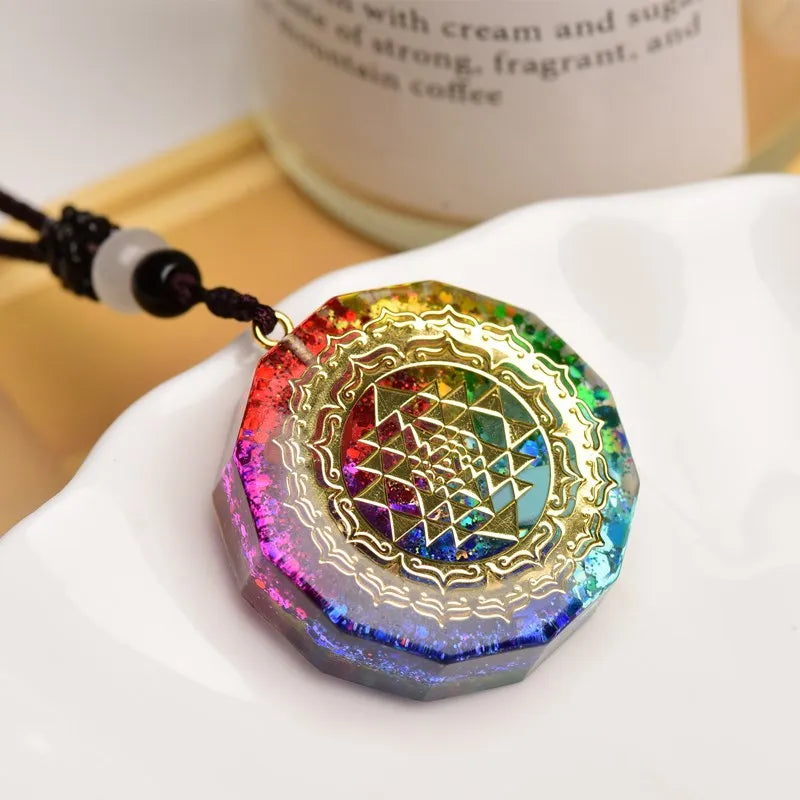 Orgone Metatron Cube Pendant – 7 Chakra Orgonite Necklace for Reiki, Healing & EMF Protection