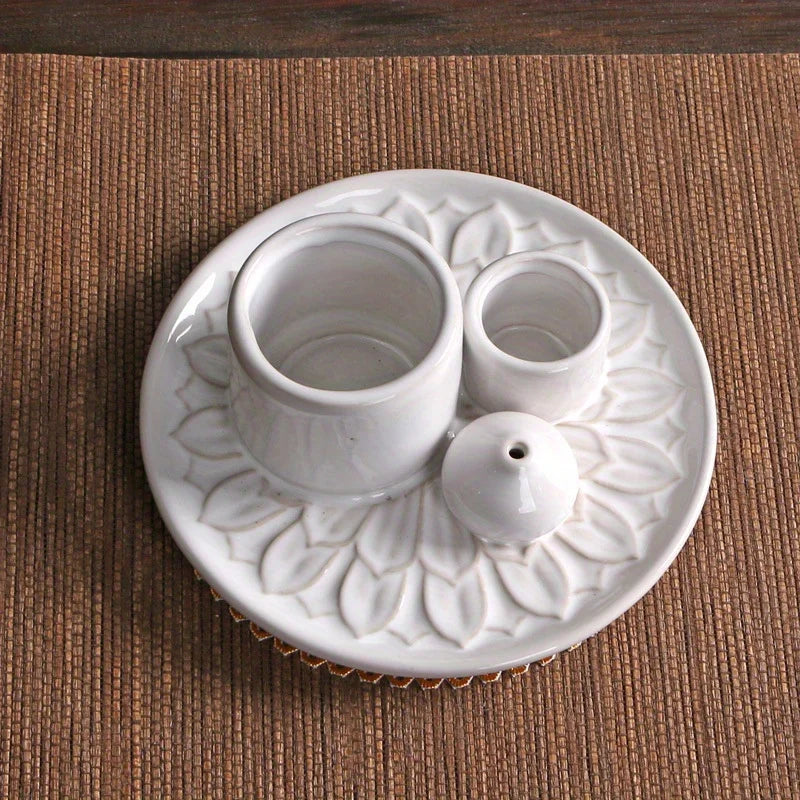 4-in-1 Morandi Ceramic Incense Burner & Candle Holder – Palo Santo & Sage