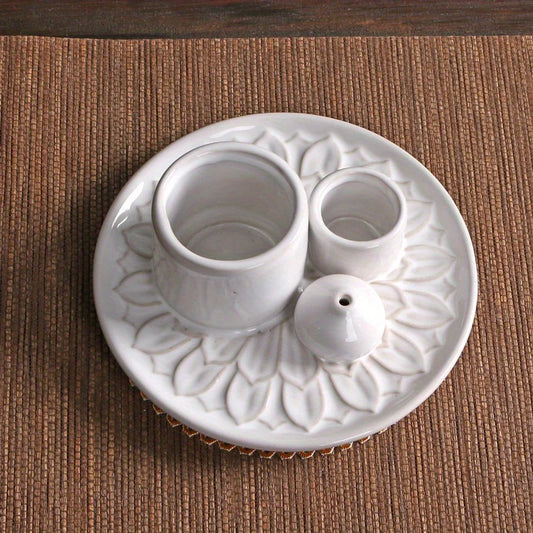 4-in-1 Morandi Ceramic Incense Burner & Candle Holder – Palo Santo & Sage