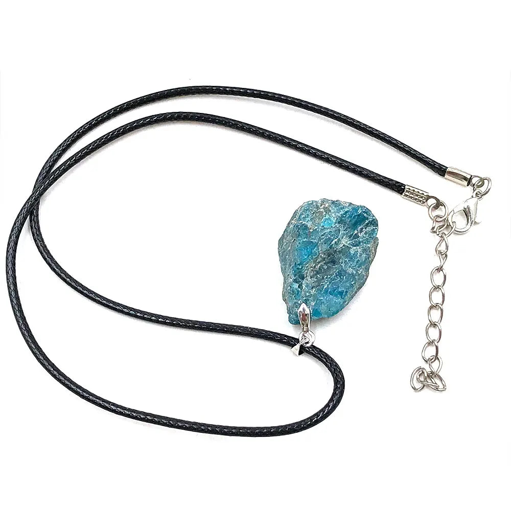 Blue Apatite Raw Stone Pendant – Healing Crystal Necklace