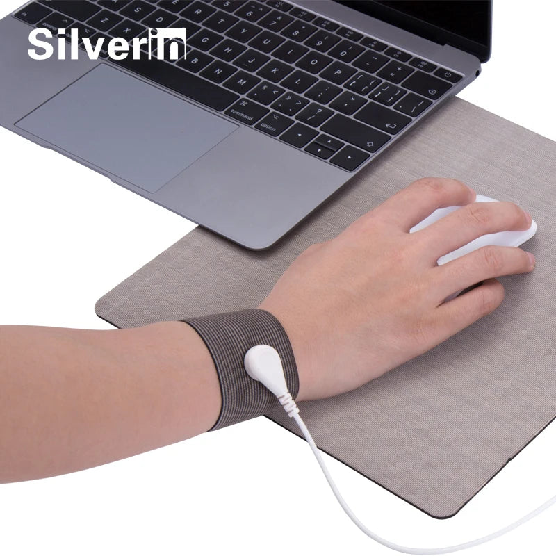 Silver-Fiber Grounding Wrist Band — Conductive Therapy Strap