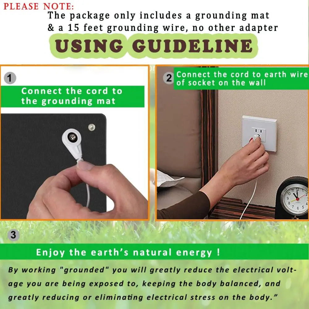 Grounding Mat 90×60 cm — Earthing Pad with Cable