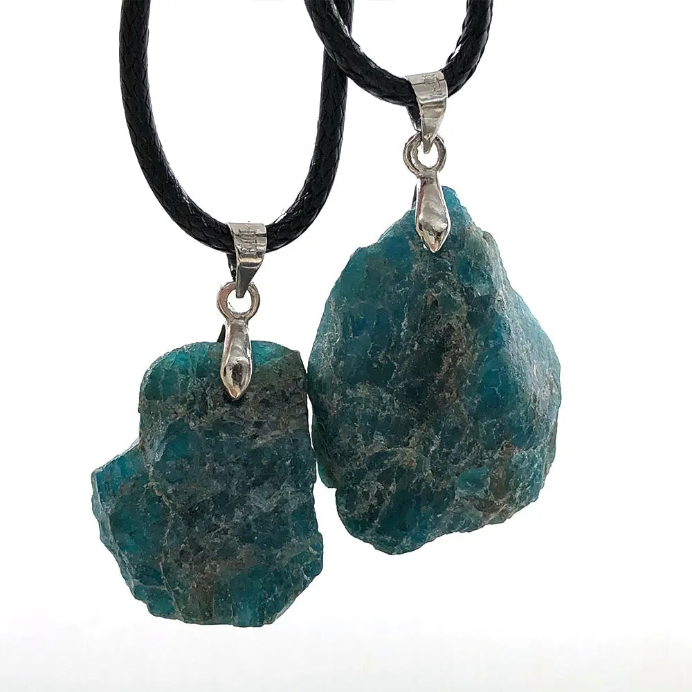 Blue Apatite Raw Stone Pendant – Healing Crystal Necklace