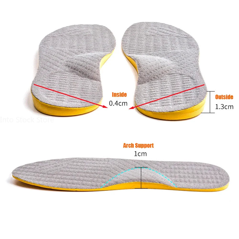 Gray insoles with measurements on a white background